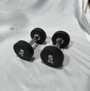 力搏森哑铃5kg一对圆头TPU纯钢哑铃健身房商用举重男士健身